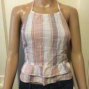 Aeropostale Self tie ruffle halter top